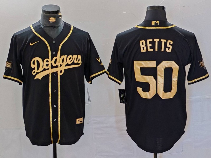 Men's Los Angeles Dodgers Mookie Betts #50 Black Jersey